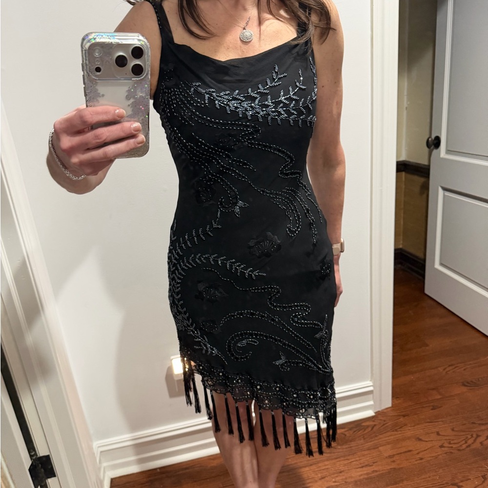 Sue Wong Nocturne 100% Silk Beaded Black Cocktail Dress Black 4 Small XS - Picture 15 of 15